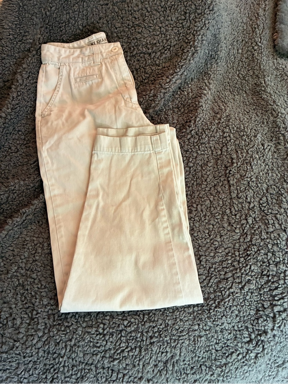 New York & Company High-Rise Cream Khakis Straight Leg